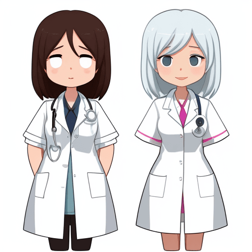 AI generated: /imagine cute medical women, 2D, white background outline V5