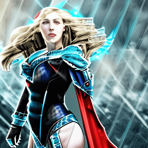 AI generated: A white blond girl with blonde hair wearing her on top, in the style of frostpunk, dark azure and wh...