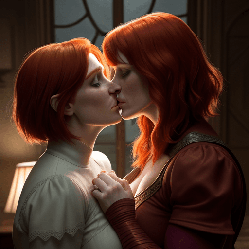 AI generated: bryce dallas howard jessica chastain lesbian kissing each other