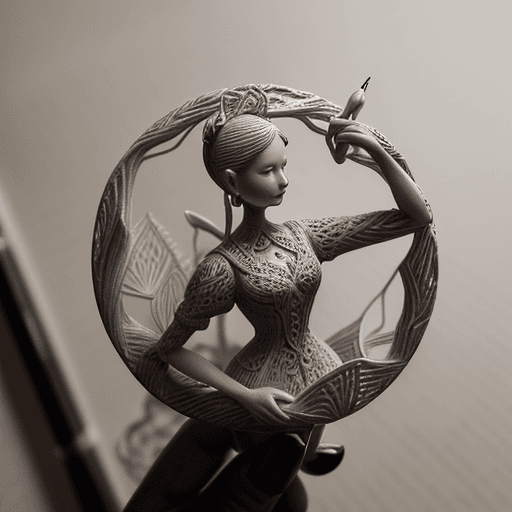 AI generated: Macro photograph of a tiny work of art. Delicate pencil tip sculptures carved by Salavat Fidai and D...