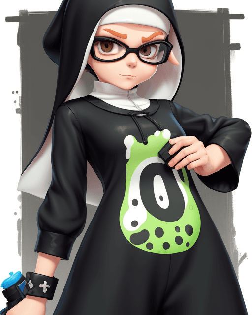 AI generated: splatoon, inkling, Frye, nun outfit