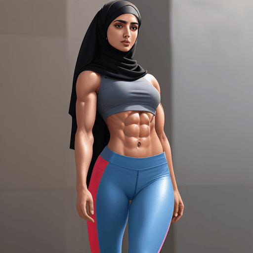 AI generated: photo of an Arab female, 6 pack abs, realistic picture, legging and crop top