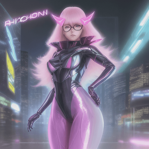 AI generated: a futuristic girl in a plastic outfit standing with glasses, in the style of realistic lighting, 8k ...