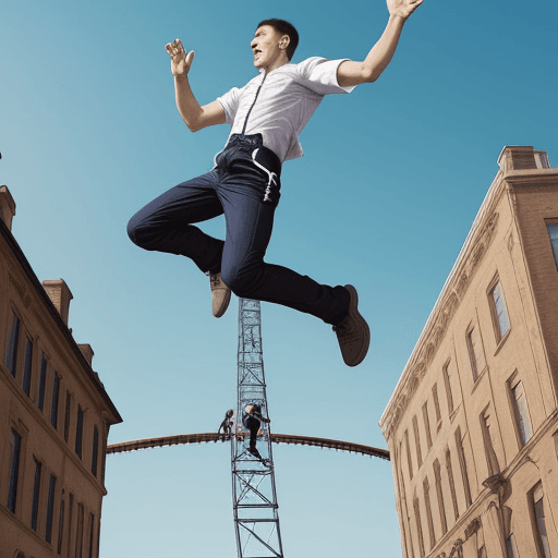 AI generated: Man jumping 10 feet in the air.