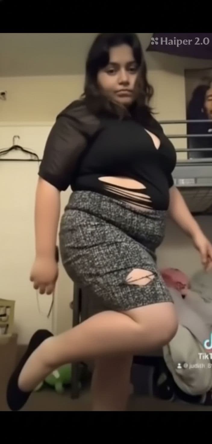 AI generated: Bbw, latina woman, belly expansion, breast expansion, ass expansion, tight clothes, button up shirt ...