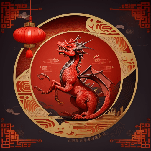 AI generated: lunar new year red dragon, in the style of Pixar animation, traditional Chinese cultural themes, int...