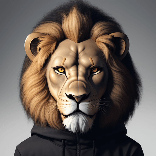 AI generated: Lion wearing gaz mask 