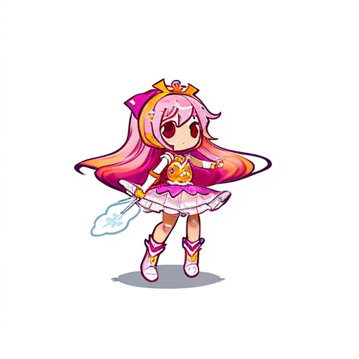 AI generated: best quality, illustration, 1girl, white background, simple background, cookierun, solo, chibi, full...