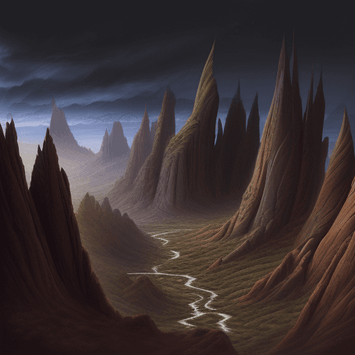 AI generated: fantasy  canyon landscape, dark wind