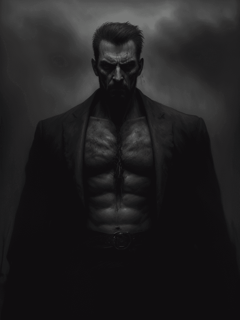 AI generated: a very bad man, epic composition, elegant, brutal, digitally painted masterpiece, (expressionism:1.1...