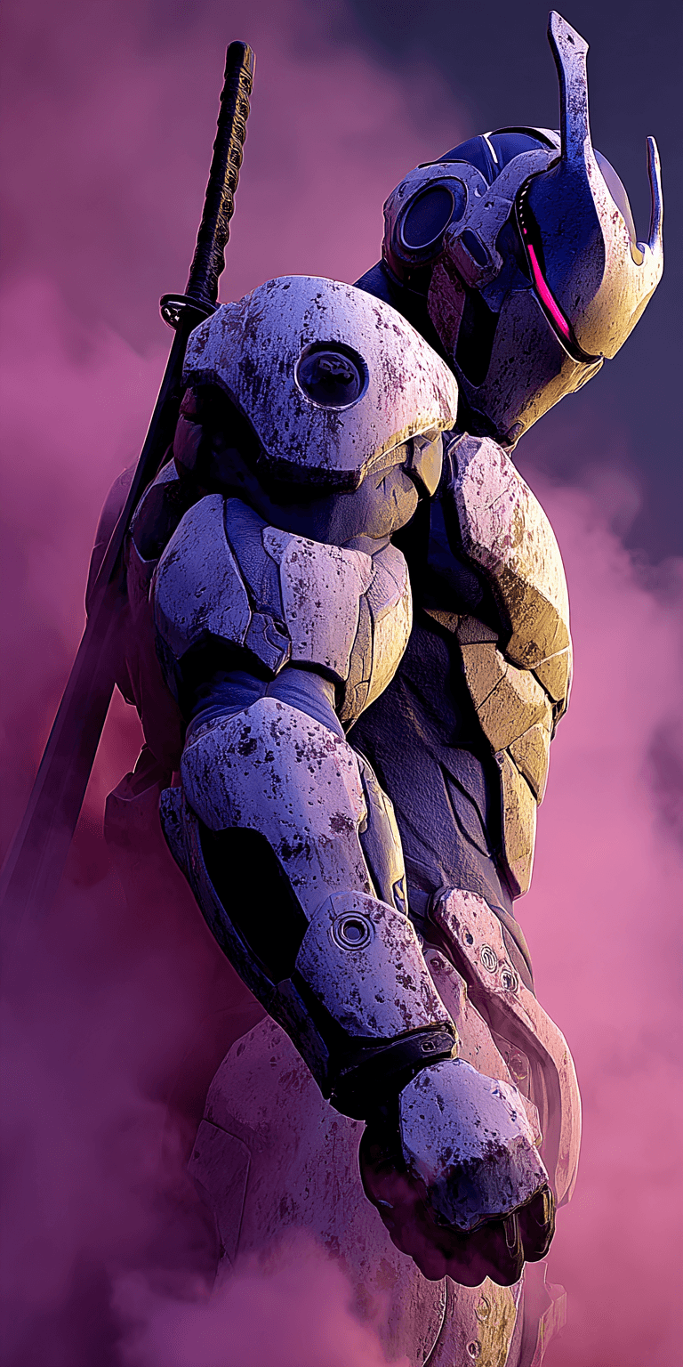 AI generated: futuristic warrior --chaos 75 --ar 1:2 --sref 4179420323 --profile ooro6tr --stylize 750
