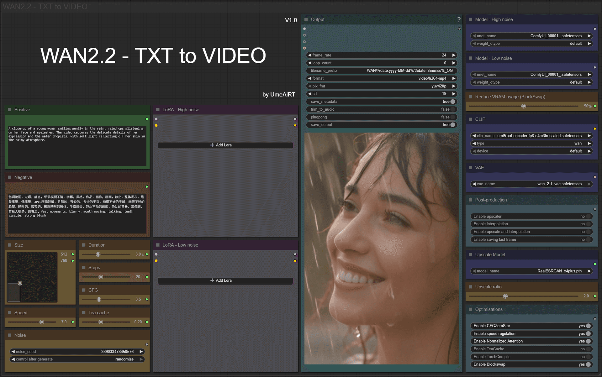 TXT to VIDEO simple workflow WAN2.2 | GGUF | LoRA | UPSCALE | Fast LoRA