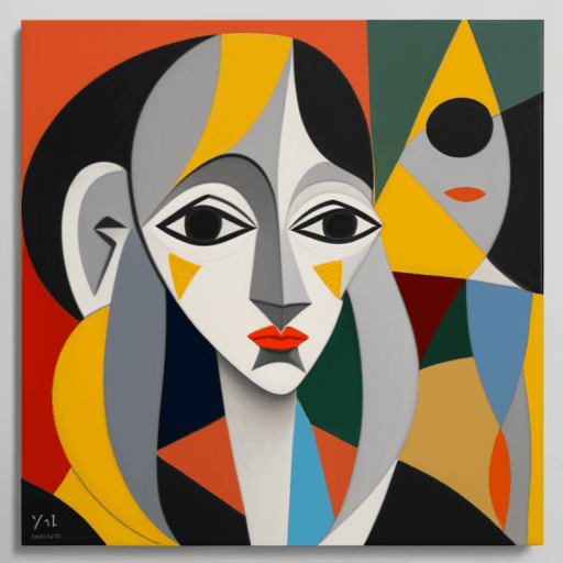 AI generated: woman, oil on canvas, in the style of Pablo Picasso, cubism, density of forms, i can't believe how b...