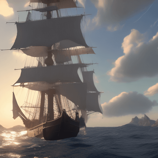 AI generated: Photo of a ultra realistic sailing ship, dramatic light, pale sunrise, cinematic lighting, battered,...