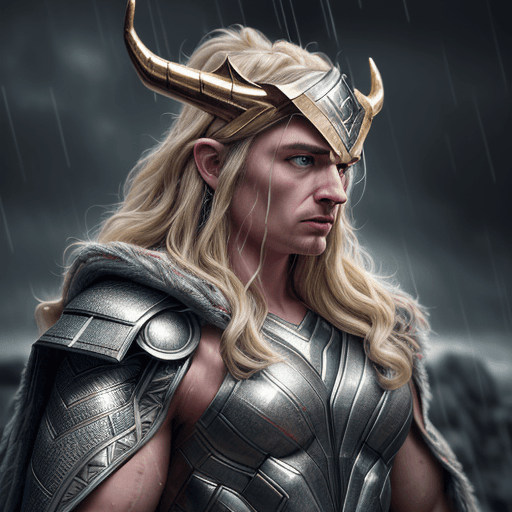 AI generated: Hyper detailed anthropomorphic Thor in glittering robes, hyper-realistic and hyper-detailed, in the ...