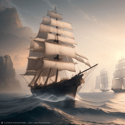 AI generated: Photo of a ultra realistic sailing ship, dramatic light, pale sunrise, cinematic lighting, battered,...