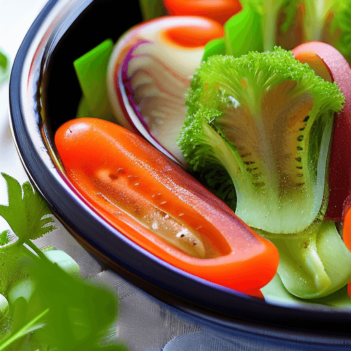 AI generated: A stunningly detailed, high-resolution macro photo of a vibrant, fresh salad. The ingredients are ar...