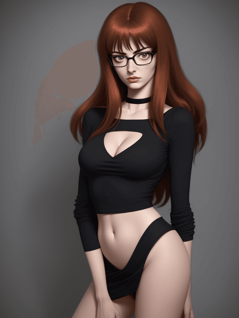 AI generated: Daria Morgendorffer the main character of the animated series Daria, serious expression, very excite...