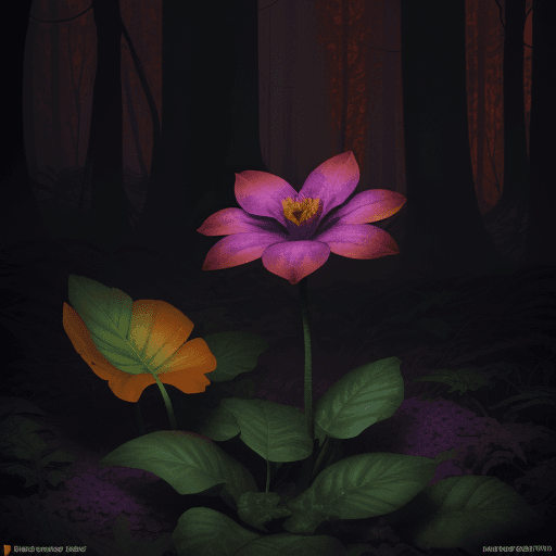 AI generated: A beautiful purple flower in a dark forest, in the style of hyper-realistic sculptures, with dark or...