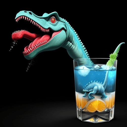 AI generated:  dinosaur drink vodka, 4k , ultra HD 