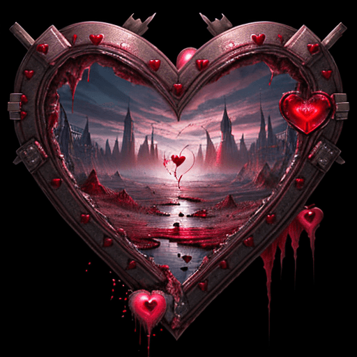 AI generated: High resolution fantasy heart, broken and bleeding, 8k