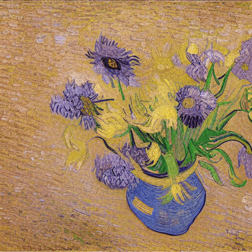 AI generated:  Flowers , acrylic, Natural light, by Vincent van Gogh, Impressionism, Aerial perspective, Made of j...