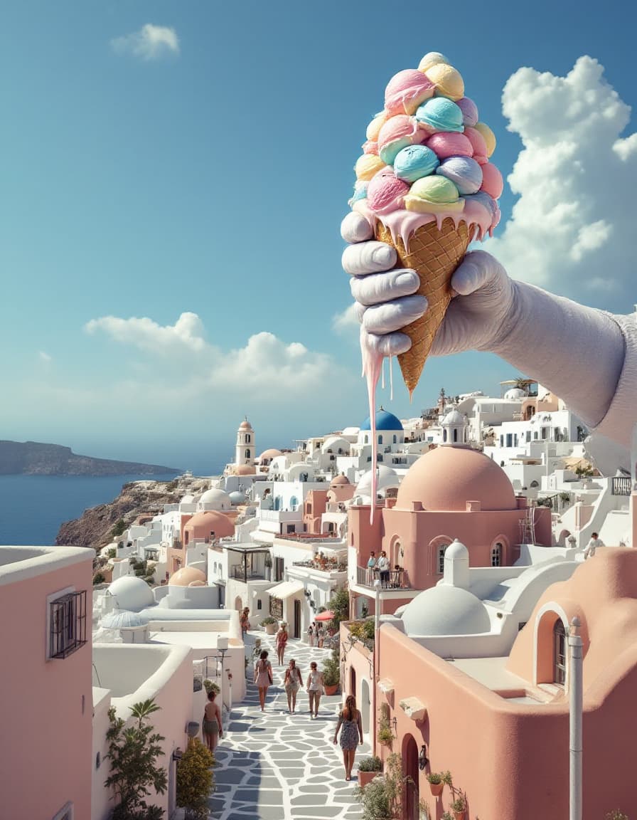 AI generated: A hyperrealistic, exquisite photo of an unexpected moment caught perfectly: Along the sun-drenched s...