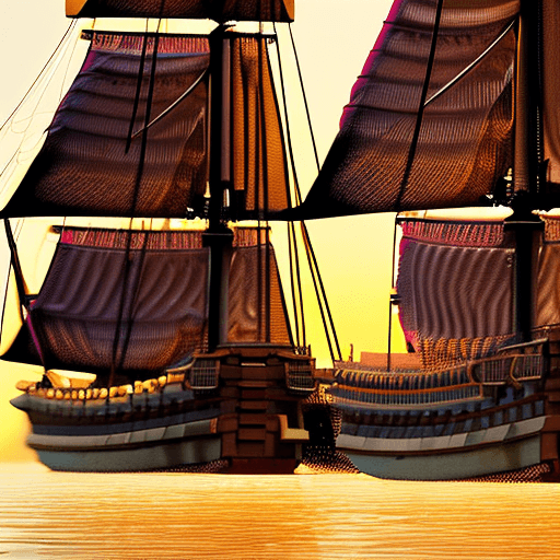 AI generated: Photo of a ultra realistic sailing ship, dramatic light, pale sunrise, cinematic lighting, battered,...