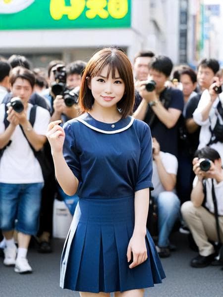 Photographer Crowd - Bystanders Take Photos of Girl