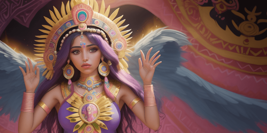AI generated: una princesa azteca hermosa desmayada boca arriba