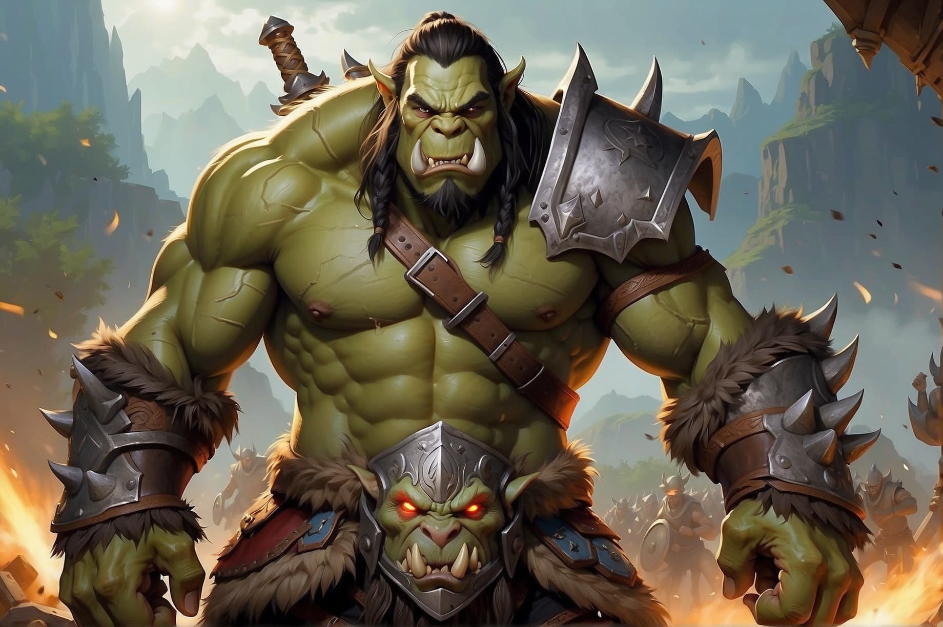 AI generated: "Produce an artistic representation of a fearsome Orc from World of Warcraft. Capture the raw power,...