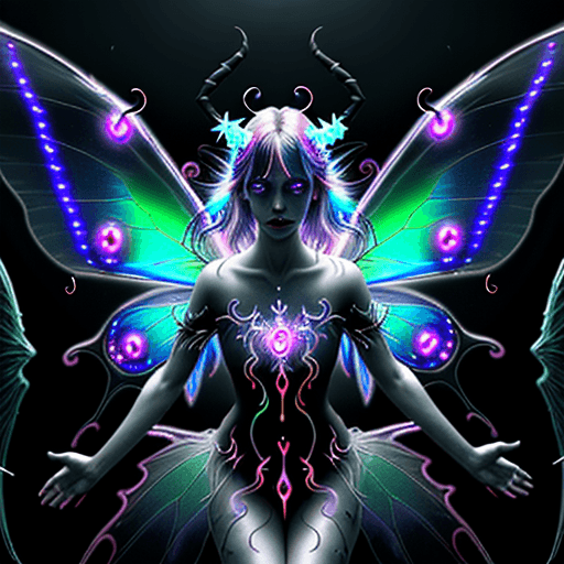 AI generated: Sanctuary, Temple, Devil fairy(female), dark magic, Devil soul, Jinn, Demon, divine, clean skin, par...