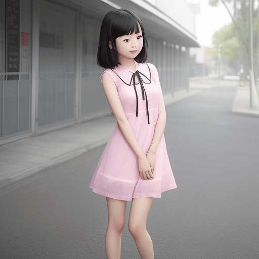 AI generated: Young asian girl, wear a dress