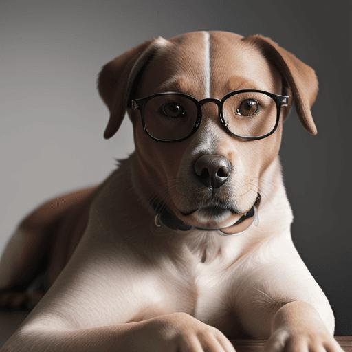 AI generated: dog with glasses, maximum quality,  8k, intricate detail, photorealistic, realistic light, wide angl...