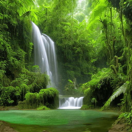 AI generated: the jungle is depicted as a lush, vibrant, and mystical environment,
the jungle is filled with thick...