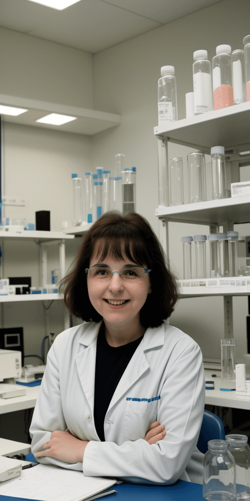 AI generated: Marie courie in her lab