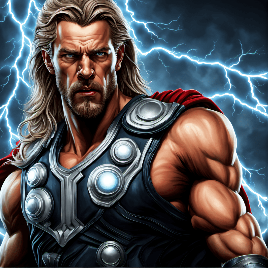 AI generated: Portrait of thor god of thunder