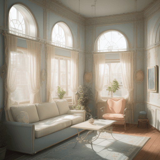 AI generated: High resolution photography interior design, dreamy sunken living room conversation jesus with girl ...