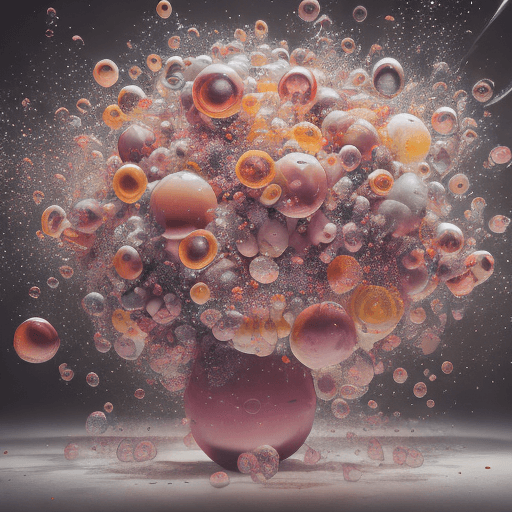 AI generated: realistic macro photo by Henry Hargreaves of a very big bouquet of flowers, full of bubbles and spar...