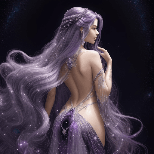 AI generated: The ultimate space princess is a sight to behold, her flowing gown shimmers with ethereal hues of de...