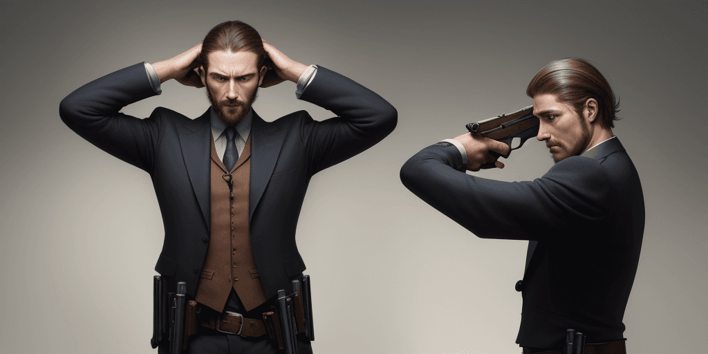 AI generated: a man poses
his gun to his head

