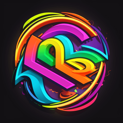 AI generated: Playful, vibrant, and energetic entertainment logo design with colorful rainbow letters and dynamic ...