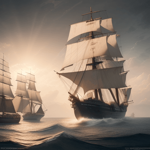 AI generated: Photo of a ultra realistic sailing ship, dramatic light, pale sunrise, cinematic lighting, battered,...