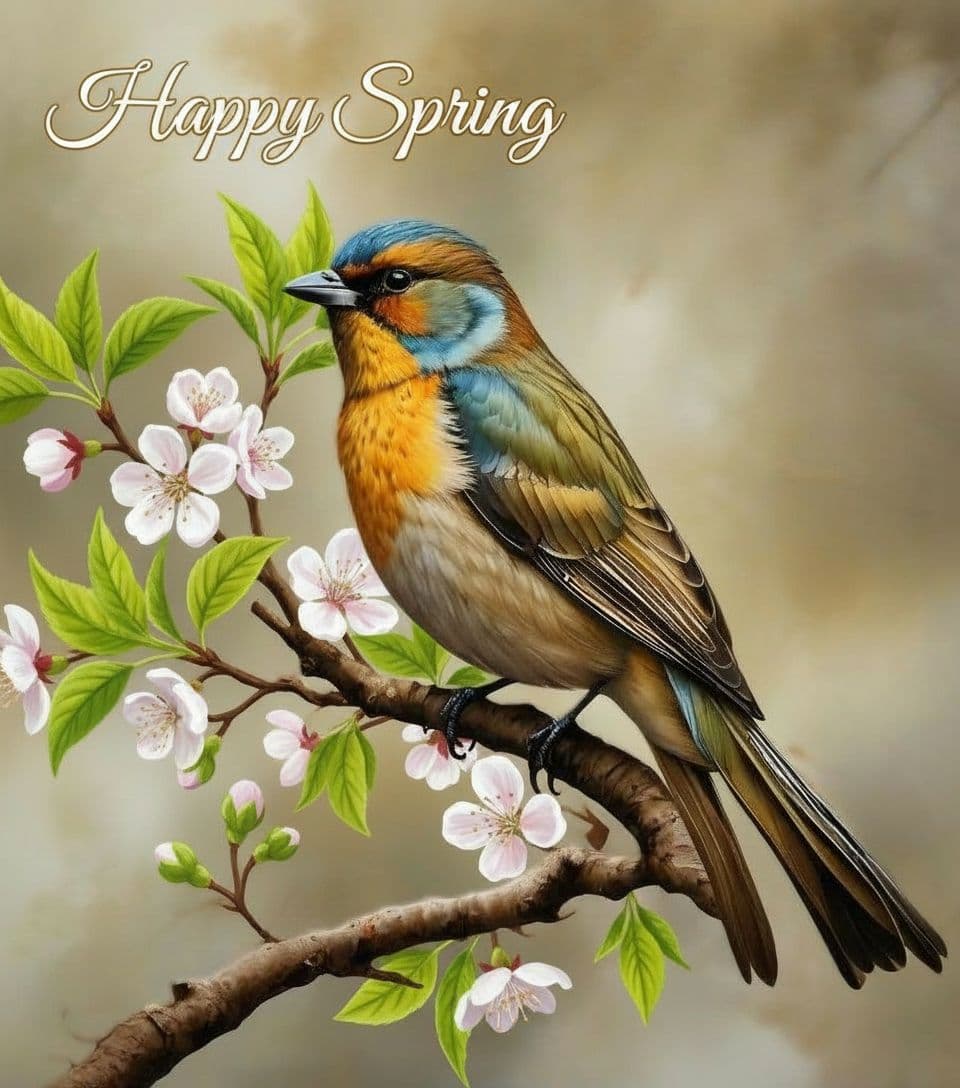AI generated: Carte de vœux " Happy spring " 