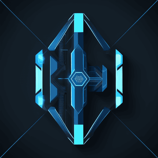 AI generated: Vector graphic of a single machine, blue color scheme, light design, precision engineering, technica...