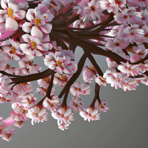 AI generated: cherry blossom bouquet, origami, artstation,t symmetrical artwork. cinematic, hyper realism, high de...