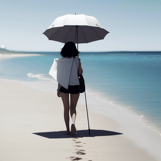AI generated: A very white girl is walking on the beach holding an umbrella
There are very dark girls sitting on t...