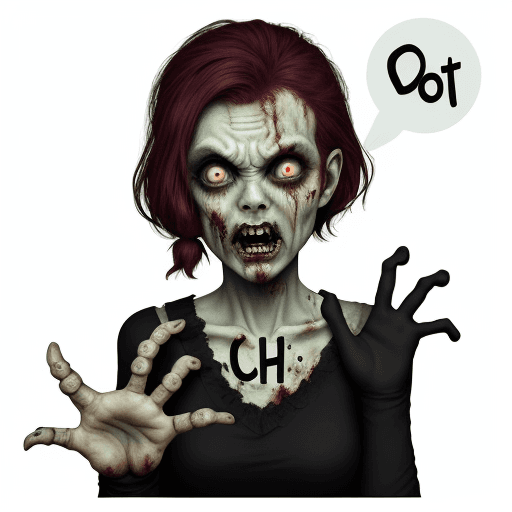 AI generated: writing boo with sign language alphabet. with zombie hand