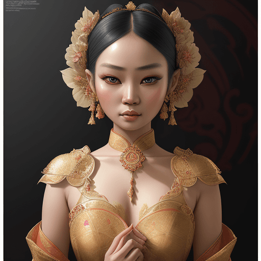 AI generated: High resolution photography, An art piece of a beautiful javanese traditional girl, wearing kebaya a...