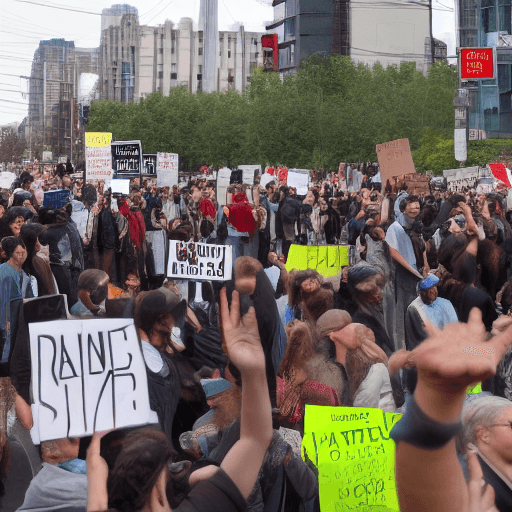 AI generated: Protesters on street 